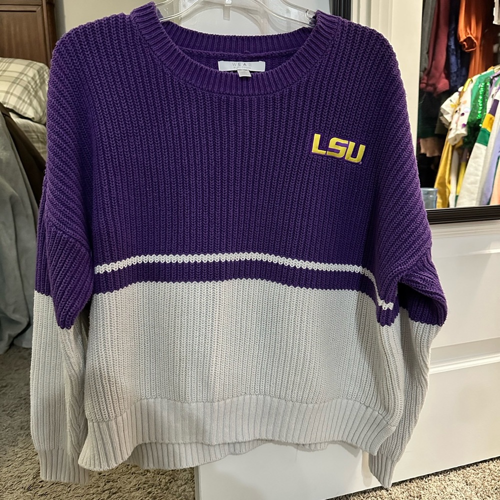 LSU Women's Purple and White Sweater